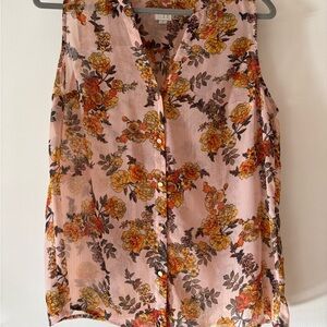 a new day Pink Floral Sleeveless Blouse